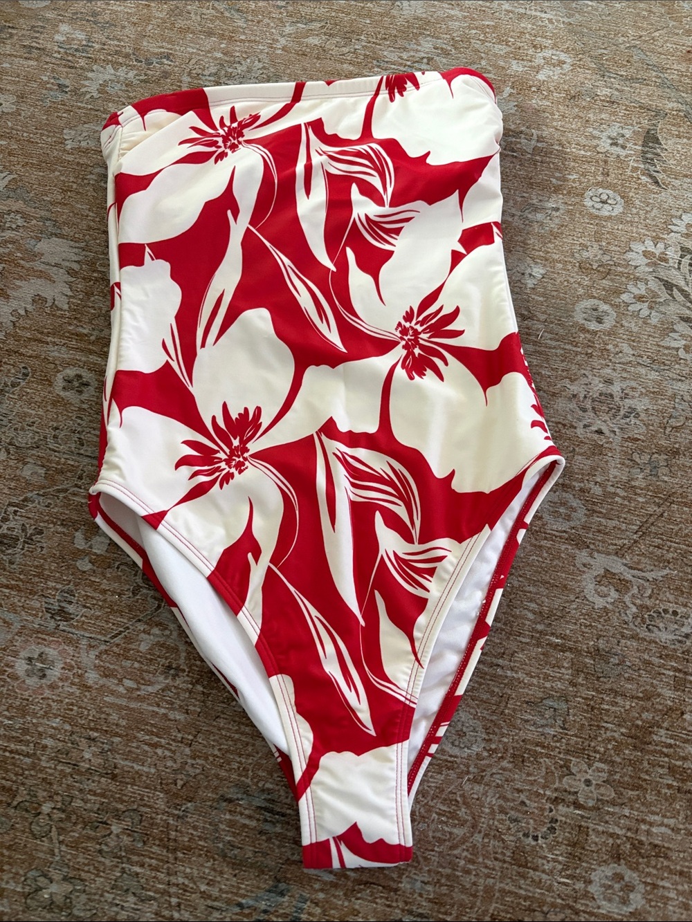 Shade & Shore Red and White Floral One-Piece Swimwear